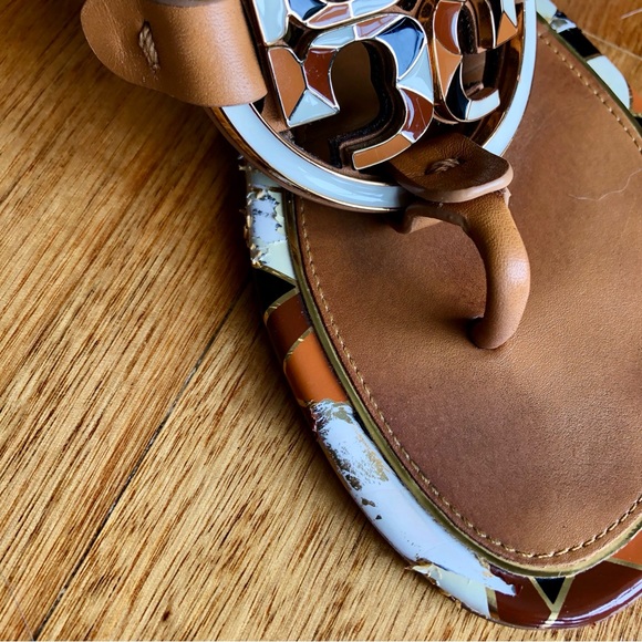 Tory Burch tricolour logo flip flops - Picture 6 of 8